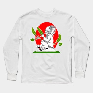 Native American with Peace Pipe Long Sleeve T-Shirt